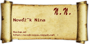 Novák Nina névjegykártya